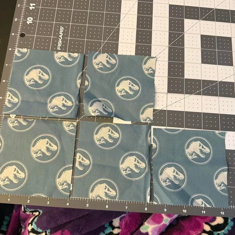 Jurassic Park Fabric Scrap Bundle Cotton Dinosaur Quilting Craft Pieces 12 Pc